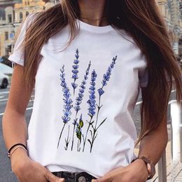 Women Graphic Plant Floral Sweet Cute 2021 Fashion Spring Summer Aesthetic Print Female Clothes Tops Tees Tshirt T-Shirt X0527