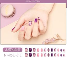 purple summer color 24pcs/box Stiletto Press On False Nails Leopard Wear Finished Product Wearable Full Cover Decor Tips Art