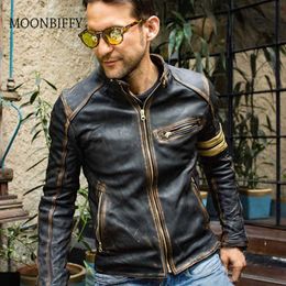 5XL Vintage Fashion Motorcycle Leather Jackets For Men Plus Size 4XL Automotive Mens Leather Coats Winter Overcoats Man 211009