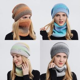 Party Hats Autumn and winter cap thickened warm ear protection cold scarf proof knitted hats for women two-piece set T2I52928