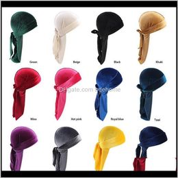 Beanie/Skull Hats, Scarves & Gloves Fashion Aessories Drop Delivery 2021 Pirate Veet Turban Hats Luxury Unisex Caps Wigs Doo Durag Biker Head