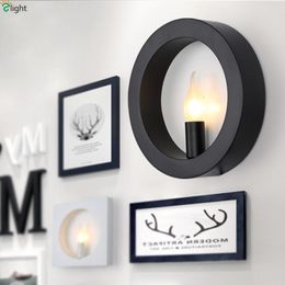 Wall Lamps Nordic Simple Led Lamp White Black Metal Bedroom Lights Foyer Light Fixtures Corridor Sconce