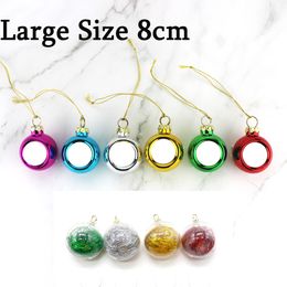 8cm Sublimation Christmas Ball Electroplated Shiny Colourful Blank Xmas Tree Hanging Pendant with Rope