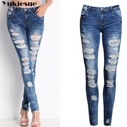 jeans a vita alta donna alla moda s per donna strappato foro fidanzato donna taglie forti 210519