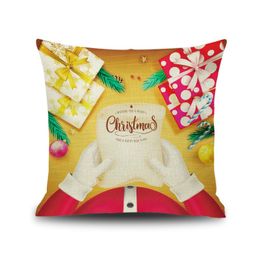 Linen Christmas Pillowcase Sofa Cushion Case Bed Pillow Cover Home Decor Chair Car Cushions Covers Party Decoration 45*45cm/17.7*17.7inch HY0103