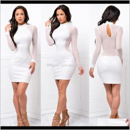 Casual Dresses Womens Clothing Apparel Drop Delivery 2021 Arrival Night Club Women Bodycon Sexy Lady Design Knee Length Crew Neck Sheath Dres