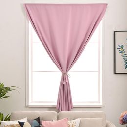 Curtain & Drapes Blackout Curtains Punch-Free Easy Install Short Pink Living Room Girl Child Bedroom Window Treatments