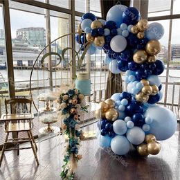 115/137pcs Birthday Balloons Set Boy High Quality Ballons Garland Kit Maca Navy Blue Chrome Gold Birthday Party Decorations Kids 210626