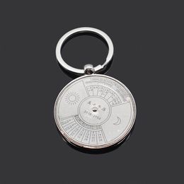 Car Keychain Perpetual Calendar Keychain Key Chain Creative Key Holder Metal Key Ring Keyring Auto Accessories