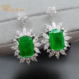 Dangle & Chandelier Wong Rain Vintage 925 Sterling Silver Created Moissanite Emerald Gemstone Birthstone Drop Earrings Fine Jewellery Wholesal