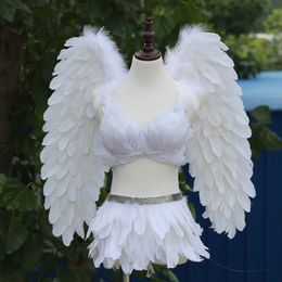 Halloween event stage show party Christmas gift cosplay costumes White Angel costume feather angel wings bra skirts full set