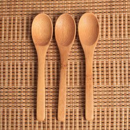 12.8*3cm Bamboo Jam Spoon Baby Honey Spoons Coffee Scoop Kitchen Using Condiment Small spoons