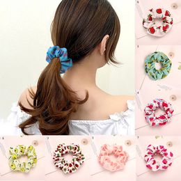 Fruit Print Scrunchies Hair Tie Rope Small Fresh Cherry Elastic Hair Rubber Bands Ponytail Holder Headwear Hair Accesories
