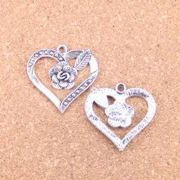 31pcs Antique Silver Bronze Plated heart flower Charms Pendant DIY Necklace Bracelet Bangle Findings 28*28mm