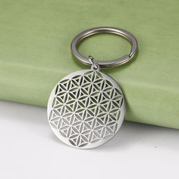 Keychains COOLTIME Flower Of Life Buddhist Necklace Keychain Seed Sacred Geometry Jewellery Yoga Christmas Gift