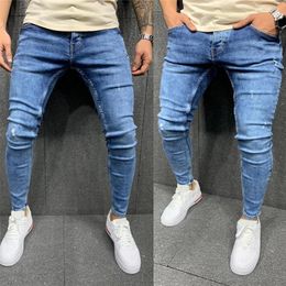 Jeans Men Skinny Stretch Mens Colourd Jeans Men Fashion Slim Fit jeans Homme Casual Pants Trousers Jean Male Denim Blue 210319