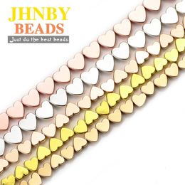 Other JHNBY 6x5mm Rose Gold Black Hematite Beads Love Heart Natural Stone Loose For Jewelry Making DIY Necklace Bracelets 15''