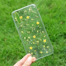 Real Dried Flower Handmade Soft Silicone Cases for Samsung Galaxy A71 A51 A10 A20 A30 A40 A50 A70 A21s A41 Shockproof Clear Cover