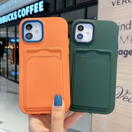 Two-in-one liquid TPU plus PC thickened cell phone cases anti-drop phone Case for iPhone 11 12 Pro Max mini 7P 8P X XS XR card can be inserted