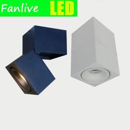 Downlights 6pcs/lot Square Surface Mounted COB Track Rail Optional 10W/15W/20W Foldable AC110V-240V LED Downlight Black White Shell