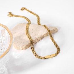 Chains CHUANGU 14k Gold Light Luxury Thick Rope Rectangular Zircon Necklace Minimalist Collar Clavicle Jewelry