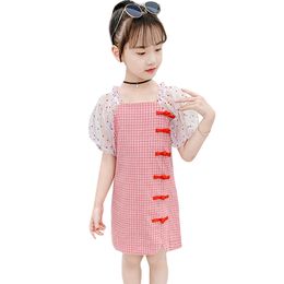 Kids Summer Dresses For Girls Dot Pattern Girls' Plaid Mesh Clothes Girl 210528