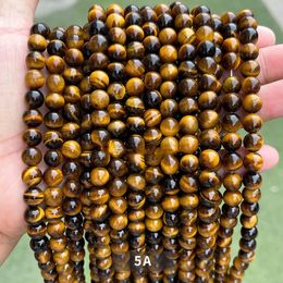 5A Tiger Eye Stone Round Beads for Beaded Bracelet Necklace 6MM 10MM 16MM Yellow Loose Bead DIY Jewellery Accessories Semi finished Products wholesale