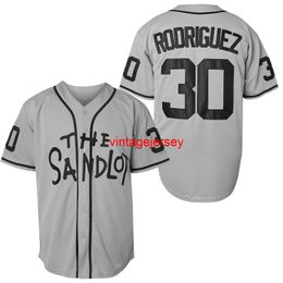 #30 The Jet Rodriguez Plain Hip Hop Apparel Hipster Baseball Clothing Button Down Shirts Sports Uniforms Mens Jersey Grey S-XXXL