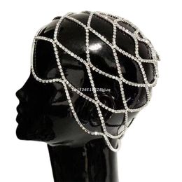 Hair Clips & Barrettes Hollow Rhinestone Mesh Headpiece Wedding Head Chain Jewellery Luxury Headband Dropship