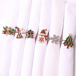 Napkin Rings 6PC Christmas Rings-Napkin Holder For Holiday Table Decoration Elk Buckle Wedding Party El Bar