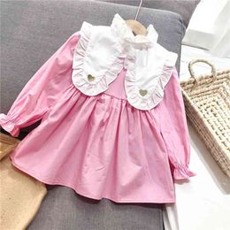 Gooporson Fall Kids Clothes Cute Love Embroidery Long Sleeve Princess Dress Vestidos Little Girls Costume Party Clothing 210508