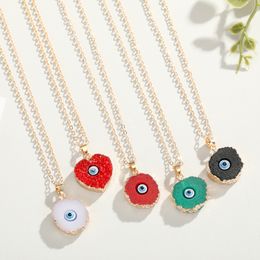 Fashion Round Heart Eye druzy drusy necklace gold plated Geometry faux natural stone resin necklaces for women Jewellery