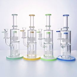 Wholesale 11 Inch Glass Bong Birdcage Perc Hookahs Dab Rig Double Stereo Matrix Oil Rigs Bongs With Dry Herb Smoking Pipes Bowl Water Pipe Wax Straight Tube 5mm Thick