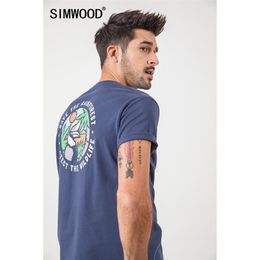 SIMWOOD Summer New Pattern Print T-shirt Men 100% cotton fashion tees plus size brand clothing SJ150494 210324