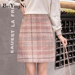 Black Pink Women's Skirt Mini Woollen A Line Leisure Streetwear Korean Style Fashion High Waist Skirts Ladies Faldas 210506
