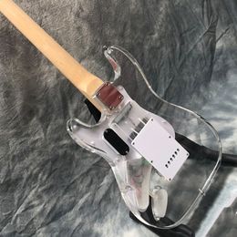 New Arrival Transparent Plastic Electric Guitar,6-String Ectronic Instrument,With Multicolor LED Lights