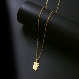 Stainless Steel Necklace Tiny Simple Gold Chain Pendant Bear Necklaces For Women Animal Jewelry Gift