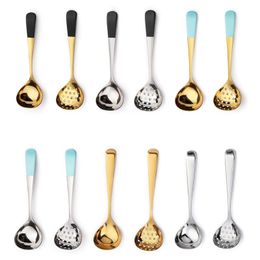 Forks Gold Soup Scoop 304 Stainless Steel Ladle Colander With Long Handle Spoon Kitchen Cooking Accessories