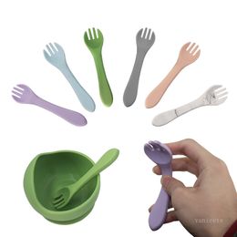 Baby Silicone Fork Baby Learn To Eat Grasping Ability Training Cutlery Lovely Children Nutrition Supplement Soft Forks T500547