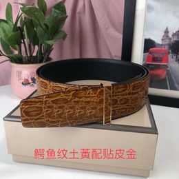 5A+ T. High Quality Designer Belts Men Clothing Accessories Business For Men Big Buckle Fashion Crocodile grain Genuine Leather With original box Gift