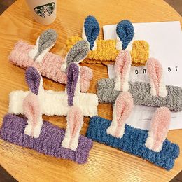 Women Girls Cute Plush Rabbit Ears Soft Headband Wash Bath Hair Tie Hairbands Turband Hair Decorate Fashion Hair Accessories