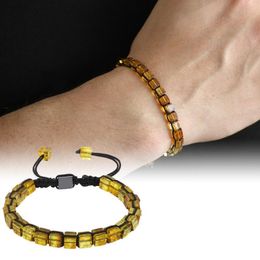 Bangle Tesbihane Macrame Braided Cube Cut Yellow Color Natural Drop Amber Male Bracelet