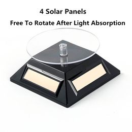 Solar Power 360 Degree Turntable Jewelry Rotating Tray Stand Table Turn Plate Display Racks