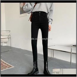 Womens Clothing Apparel Drop Delivery 2021 Alien Kitty Fashionable Slim Tight Pencil Pants Thicken High Elastic Waist Jeans Women Simplicity