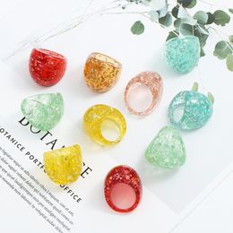 Candy Color Resin Acrylic Geometric Round Ring for Women Fashion Jewelry Party Gifts Accessories