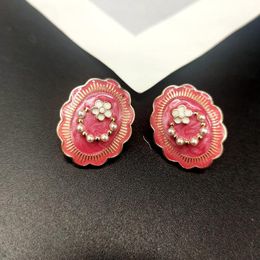 Stud Vintage Baroque Enamel Oil Flower Women's Earrings Exquisite Accessories Gift