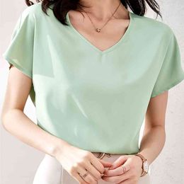 Summer Women's T-Shirts Short Sleeve V-Neck Bottoming Multi Colours Casual Solid Female Loose Tops Tee 210507