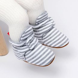 Boots Born Boy Girl Baby Ankle Socks Shoes Cute Stripe Toddler Prewalker Booties Cotton Winter Soft Anti-slip Warm Infant Crib Shoe