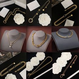 Trendy Gold Plated Brass Chain Chokers Necklaces c-d pendants necklace Metal For Women Fashion Jewelry Accessories Anniversary Wedding Party Gift