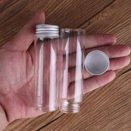 tiny perfume UK - 24pcs 50ml Size 30*100mm Transparent Glass Perfume Spice Bottles Tiny Jars Vials With Silver Screw Cap DIY Craftgood qty